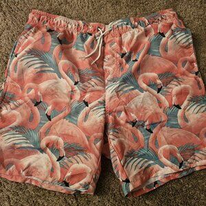 MENS OLD NAVY FLAMINGO pink SWIM TRUNKS SIZE L (36/38) Swim Trunks Lined